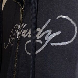 Ed Hardy Black/Glitter Logo Hoodie